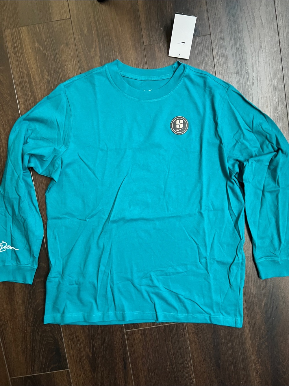 Nike Sabrina Long-Sleeve Basketball T-Shirt, Blustery" (teal/mint), Size: Medium